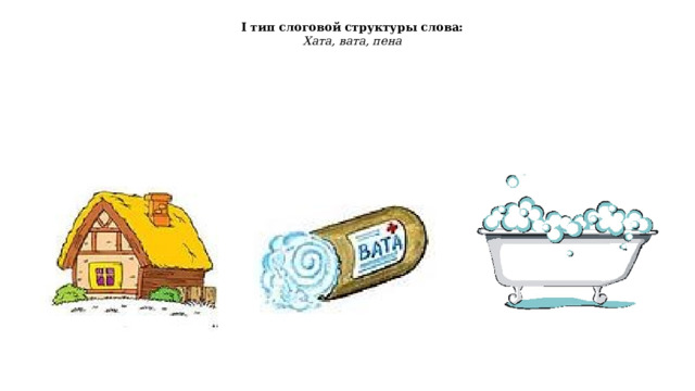 I тип слоговой структуры слова: Хата, вата, пена 