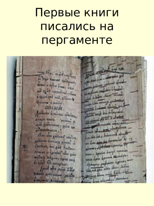 Первые книги писались на пергаменте 