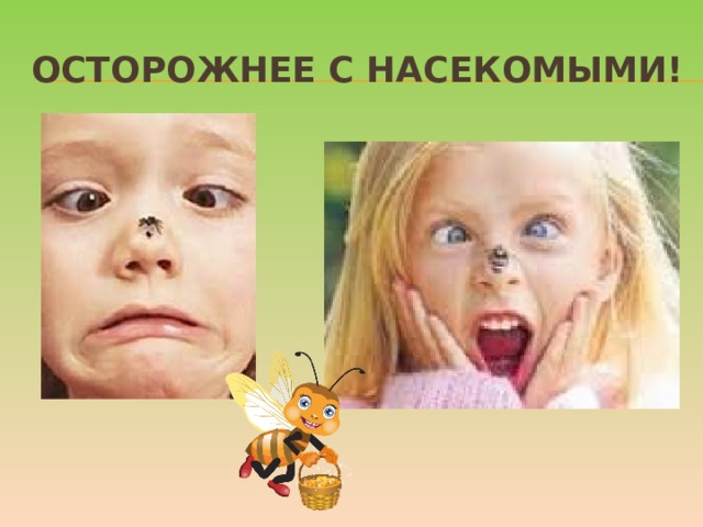 Осторожнее с насекомыми! Кроме ботаники, летом наглядно можно изучать и зоологию. Поговорите о том, почему не нужно размахивать руками, если рядом летает оса. Почему лучше не пользоваться резко пахнущим мылом или детской косметикой с сильными ароматами, чтобы не привлекать насекомых сладкими запахами. Что сделать, если все-таки укусила пчела. Для защиты от опасных насекомых выберите репеллент с натуральными компонентами, разрешенный для детей, и наносите его самостоятельно в соответствии с инструкцией.  