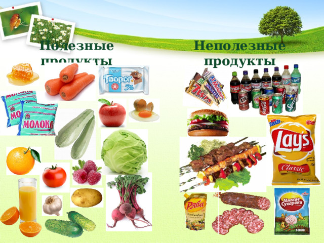 Неполезные продукты Полезные продукты 