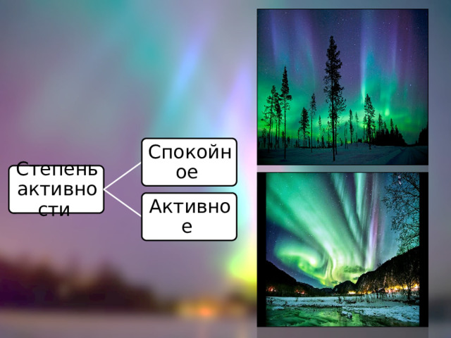 Спокойное Степень активности Активное 