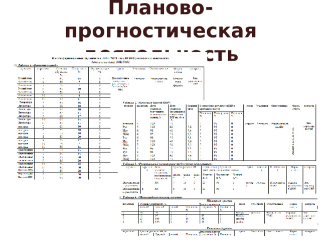 Планово-прогностическая деятельность 