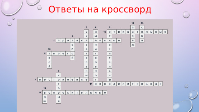 Ответы на кроссворд 
