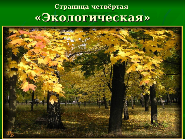 Страница четвёртая  «Экологическая» 