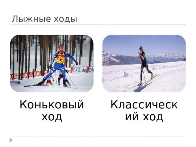 Лыжные ходы Коньковый ход Классический ход 