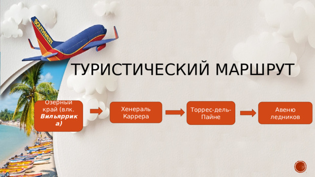 Туристический Маршрут Озерный край (влк. Вильяррика) Торрес-дель-Пайне Хенераль Каррера Авеню ледников 