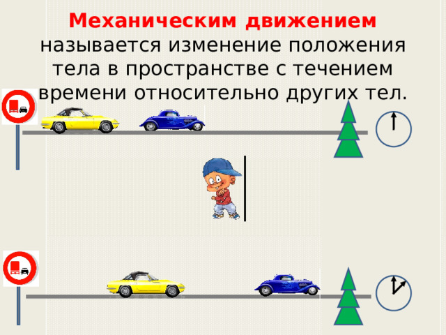  Механическим движением называется изменение положения тела в пространстве с течением времени относительно других тел. 2 