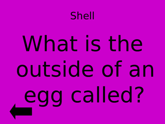 Shell What is the outside of an egg called?  