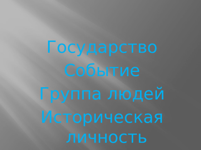 Государство Событие Группа людей Историческая личность 
