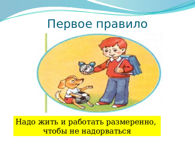 Первое правило Надо жить и работать размеренно, чтобы не надорваться 