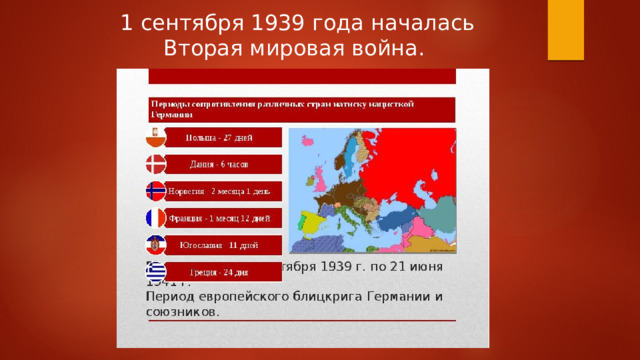 1 сентября 1939 года началась Вторая мировая война. 