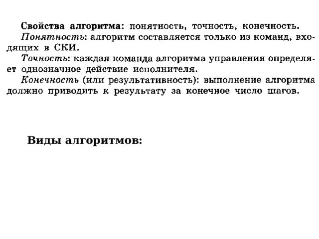 Виды алгоритмов: 