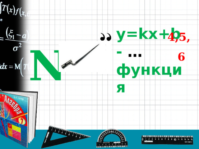 N 4,5,6 у=kx+b - … функция 