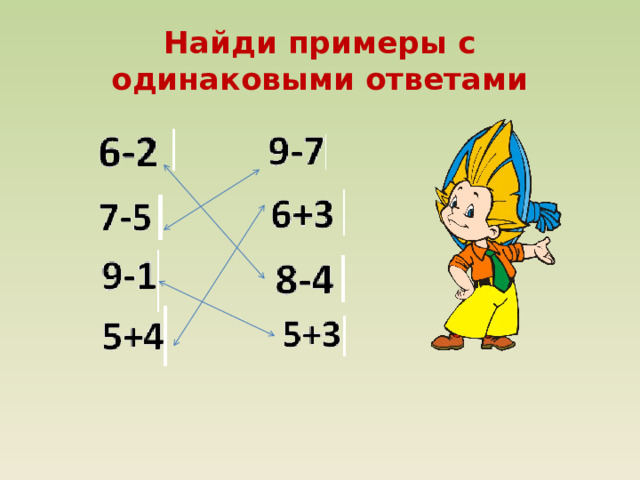 Найди примеры с одинаковыми ответами 