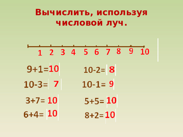 Вычислить, используя числовой луч. 