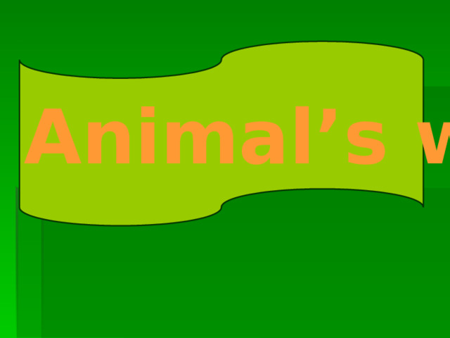 Animal’s world. Animals’ world. 