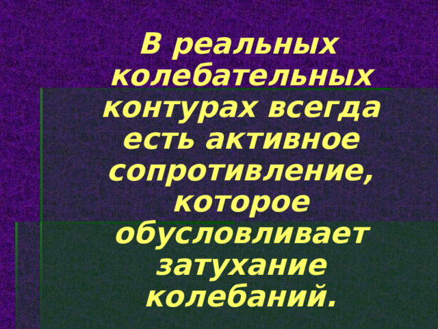  В реальных колебательных контурах всегда есть активное сопротивление, которое обусловливает затухание колебаний.  