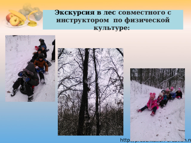 Экскурсия в лес совместного с инструктором по физической культуре:  
