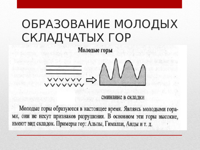 ОБРАЗОВАНИЕ МОЛОДЫХ СКЛАДЧАТЫХ ГОР 