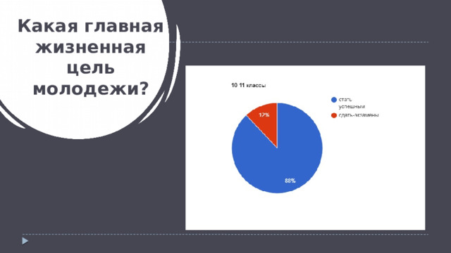 Какая главная жизненная цель молодежи? 