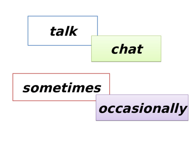 talk chat sometimes occasionally 