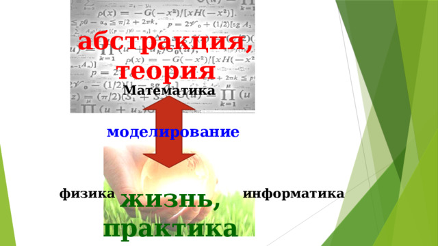 абстракция, теория Математика моделирование жизнь, практика физика информатика 