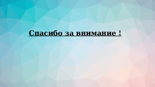 Спасибо за внимание ! 