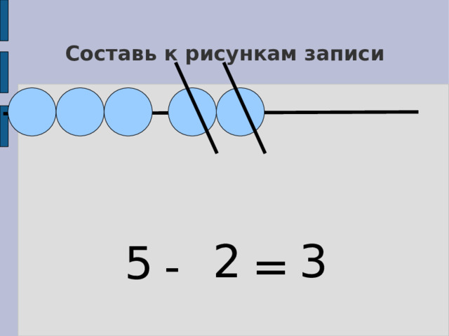 Составь к рисункам записи 2 3 5  - = 