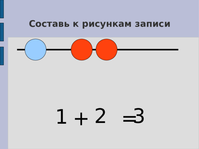 Составь к рисункам записи 2 3 1  + = 