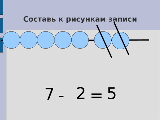 Составь к рисункам записи 2 5 7  - = 