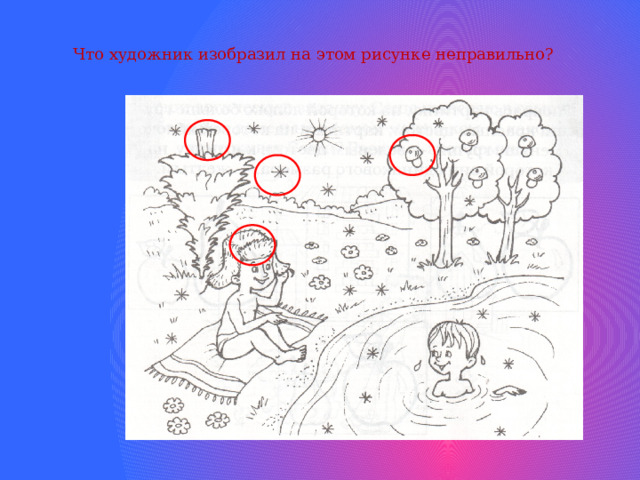 Что художник изобразил на этом рисунке неправильно? 