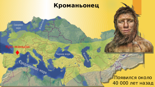 Кроманьонец Кро-маньон ♦ Появился около 40 000 лет назад 