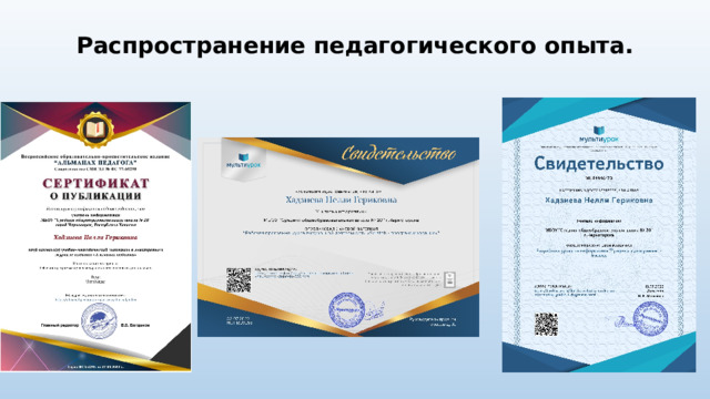Распространение педагогического опыта. 