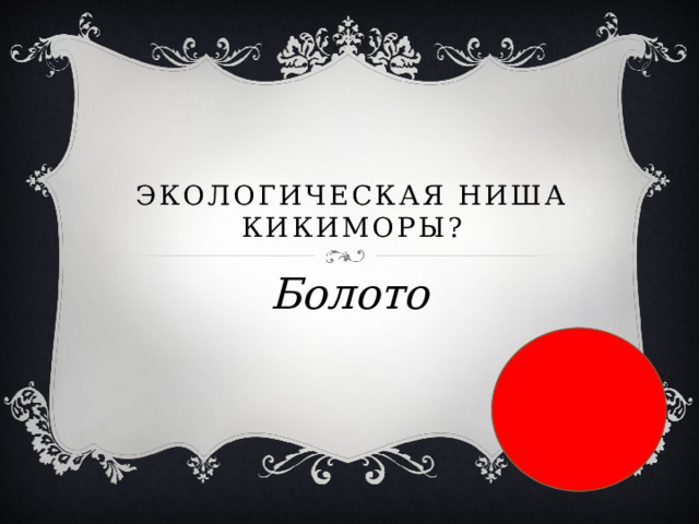  Экологическая ниша кикиморы? Болото 