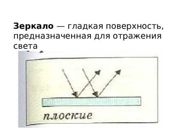 Зеркало  — гладкая поверхность, предназначенная для отражения света 