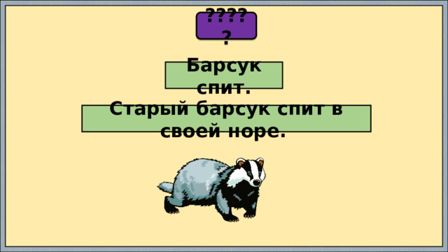 ????? Барсук спит. Старый барсук спит в своей норе. 