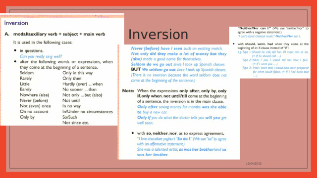 Inversion 10/04/2022 