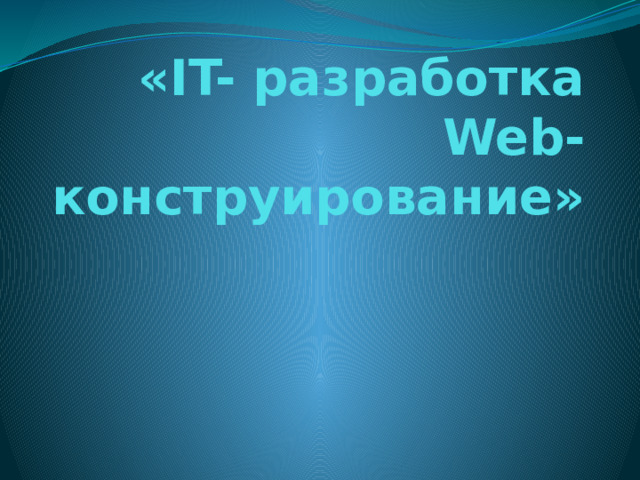 «IT- разработка Web-конструирование» 