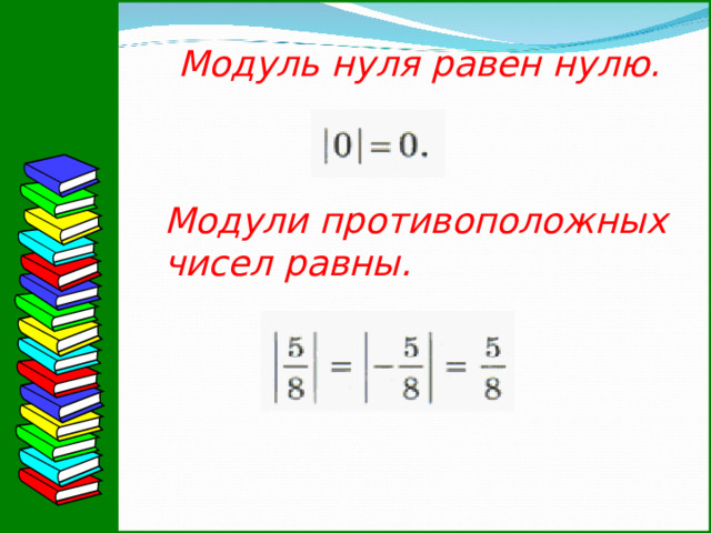Модуль нуля равен нулю. Модули противоположных чисел равны. 24 