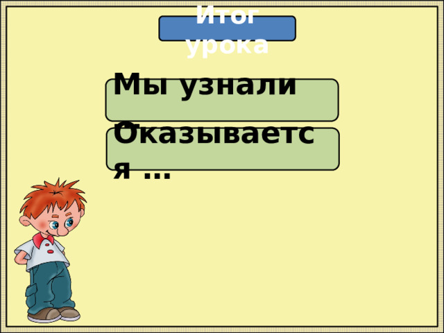 Итог урока Мы узнали … Оказывается … 