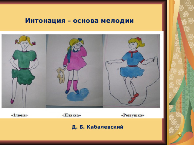   Интонация – основа мелодии   Д. Б. Кабалевский 