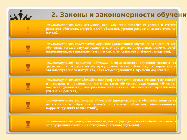 2. Законы и закономерности обучения. 