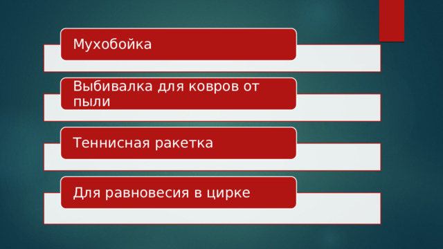 Мухобойка Выбивалка для ковров от пыли Теннисная ракетка Для равновесия в цирке 