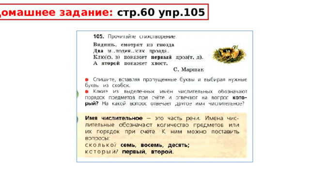 Домашнее задание: стр.60 упр.105 