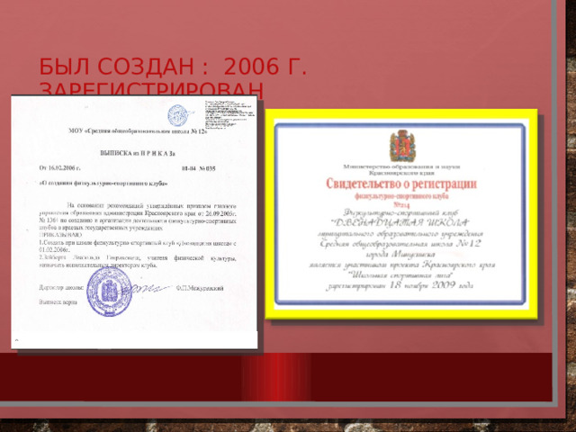 Был создан : 2006 г. Зарегистрирован 