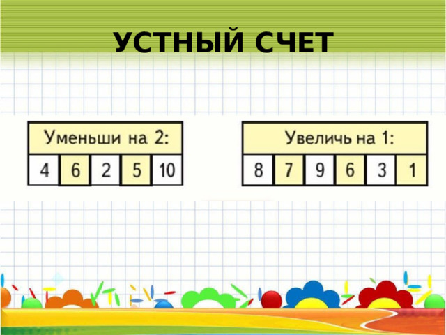 УСТНЫЙ СЧЕТ 