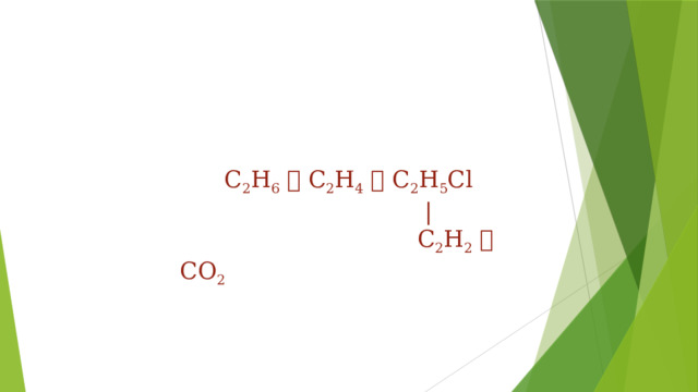    С 2 H 6   C 2 H 4   C 2 H 5 Cl  |  С 2 H 2   CO 2      