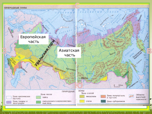 Уральские горы С Европейская часть З В Азиатская  часть Ю 