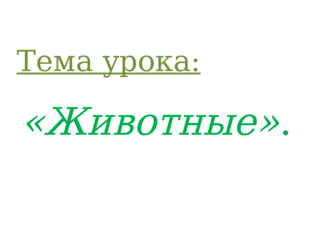 Тема урока: «Животные» . 