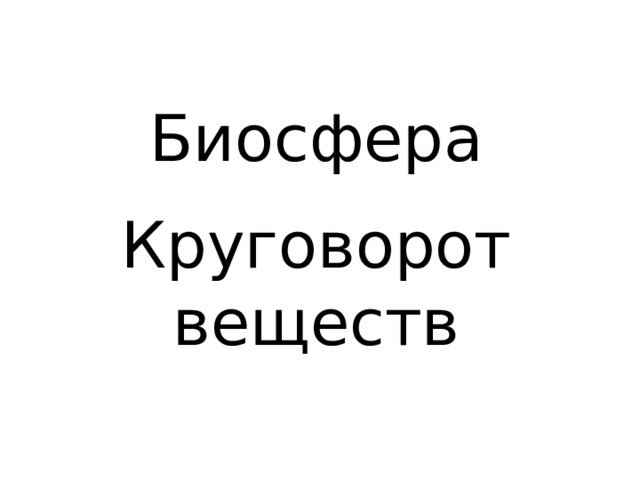 Биосфера Круговорот веществ 